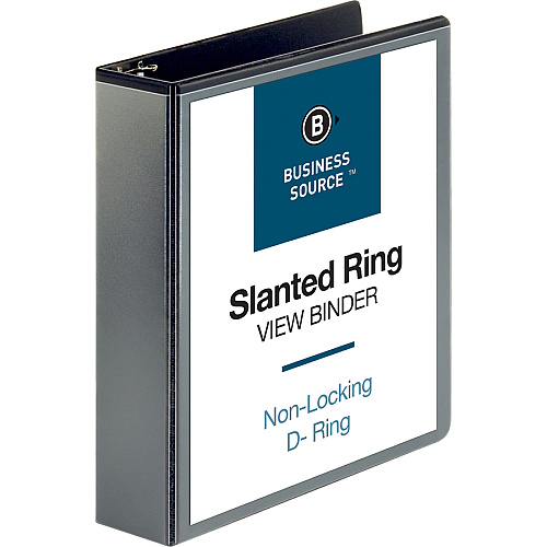 Business Source Basic D-Ring View Binders 2" Binder Capacity - Letter - 8 1/2" x 11" Sheet Size - Fastener(s): D-Ring - Polypropylene - Black - Clear Overlay - 1 Each (BSN28448)