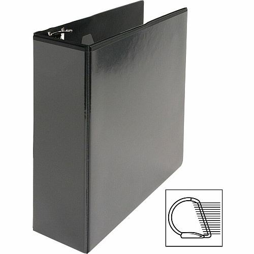 Business Source Basic D-Ring View Binders 3" Binder Capacity - Letter - 8 1/2" Sheet Size - Fastener(s): D-Ring - Polypropylene - Black - Clear Overlay - 1 Each (BSN28449)
