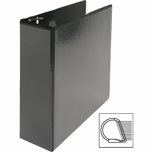Business Source Basic D-Ring View Binders 3" Binder Capacity - Letter - 8 1/2" Sheet Size - Fastener(s): D-Ring - Polypropylene - Black - Clear Overlay - 1 Each (BSN28449)