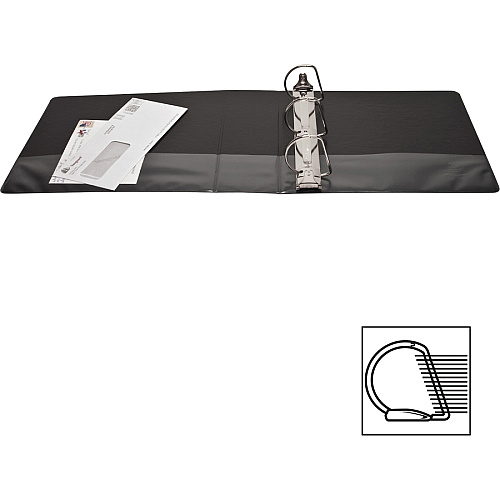 Business Source Basic D-Ring View Binders 3" Binder Capacity - Letter - 8 1/2" Sheet Size - Fastener(s): D-Ring - Polypropylene - Black - Clear Overlay - 1 Each (BSN28449)