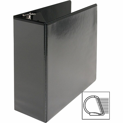 Business Source Basic D-Ring View Binders 4" Binder Capacity - Letter - 8 1/2" x 11" Sheet Size - Fastener(s): D-Ring - Polypropylene - Black - Clear Overlay - 1 Each (BSN28450)