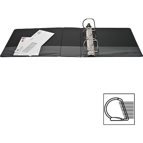 Business Source Basic D-Ring View Binders 4" Binder Capacity - Letter - 8 1/2" x 11" Sheet Size - Fastener(s): D-Ring - Polypropylene - Black - Clear Overlay - 1 Each (BSN28450)