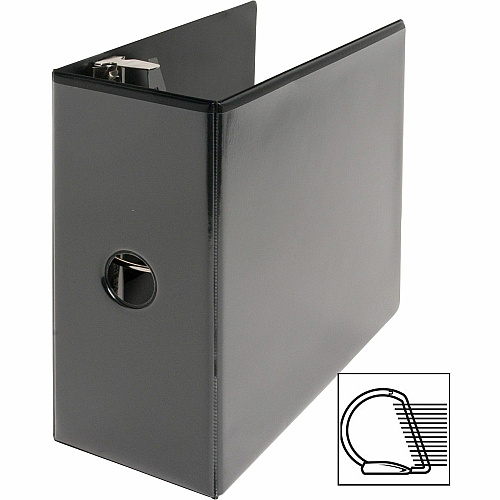 Business Source Basic D-Ring View Binders 5" Binder Capacity - Letter - 8 1/2" x 11" Sheet Size - Fastener(s): D-Ring - Polypropylene - Black - Clear Overlay - 1 Each (BSN28451)