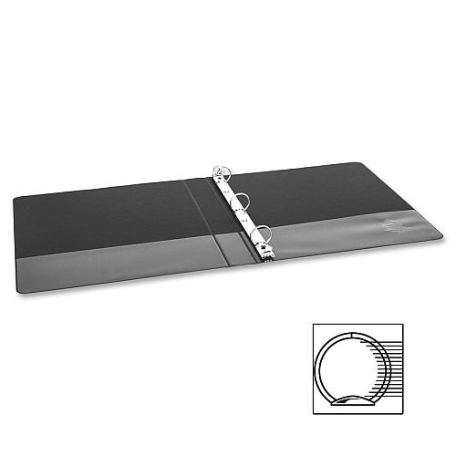 Business Source Basic Round Ring Binder 1" Binder Capacity - 8 1/2" x 5 1/2" Sheet Size - 240 Sheet Capacity - 3 Ring(s) - Fastener(s): Round Ring - Chipboard, Polypropylene - Black - Open and Closed Triggers, Exposed Rivet, Sturdy - 1 Each (BSN28523)