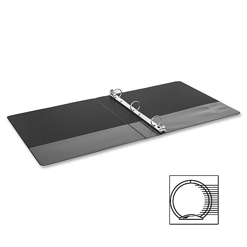 Business Source Basic Round Ring Binder 1" Binder Capacity - 8 1/2" x 5 1/2" Sheet Size - 240 Sheet Capacity - 3 Ring(s) - Fastener(s): Round Ring - Chipboard, Polypropylene - Black - Open and Closed Triggers, Exposed Rivet, Sturdy - 1 Each (BSN28523)
