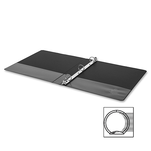 Business Source Basic Round Ring Binder 1" Binder Capacity - 8 1/2" x 5 1/2" Sheet Size - 240 Sheet Capacity - 3 Ring(s) - Fastener(s): Round Ring - Chipboard, Polypropylene - Black - Open and Closed Triggers, Exposed Rivet, Sturdy - 1 Each (BSN28523)