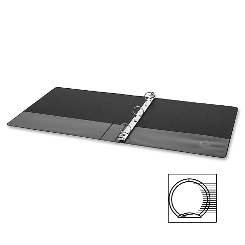 Business Source Basic Round Ring Binder 1" Binder Capacity - 8 1/2" x 5 1/2" Sheet Size - 240 Sheet Capacity - 3 Ring(s) - Fastener(s): Round Ring - Chipboard, Polypropylene - Black - Open and Closed Triggers, Exposed Rivet, Sturdy - 1 Each (BSN28523)