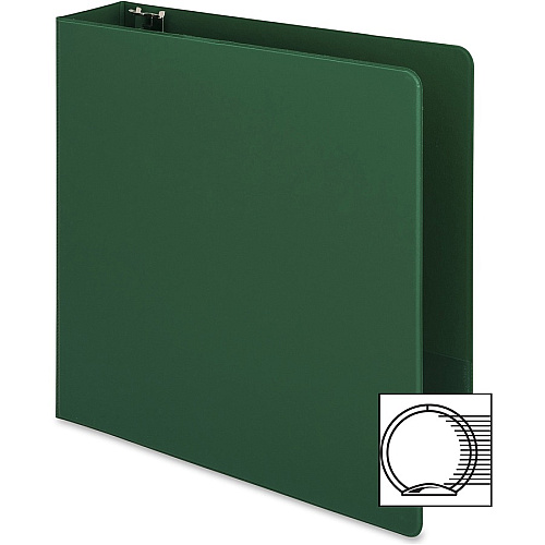 Business Source Basic Round-ring Binder 2" Binder Capacity - Letter - 8 1/2" x 11" Sheet Size - 3 Ring(s) - Fastener(s): Round Ring - Vinyl - Green - Open and Closed Triggers - 1 Each (BSN28558)