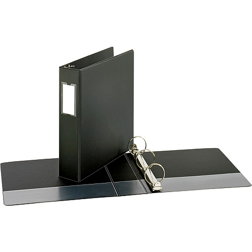 Business Source Basic Round Ring Binder w/Label Holder 2" Binder Capacity - Letter - 8 1/2" x 11" Sheet Size - 3 Ring(s) - Fastener(s): Round Ring - Vinyl - Black - Open and Closed Triggers, Label Holder - 1 Each (BSN28561)