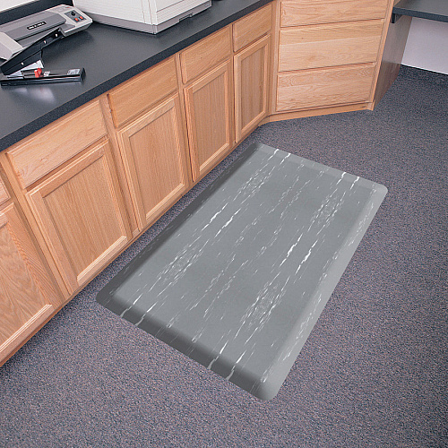 Genuine Joe Marble Top Anti-fatigue Floor Mats Office, Bank, Cashier's Station, Industry, Airport - 60" Length x 36" Width x 0.500" Thickness - Rectangular - High Density Foam (HDF) - Gray Marble - 1 Each (GJO58840)