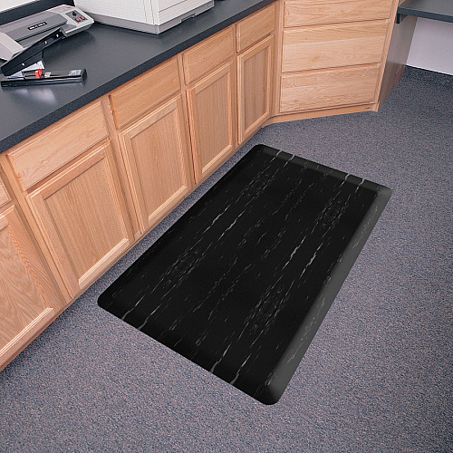 Genuine Joe Marble Top Anti-fatigue Floor Mats Office, Bank, Cashier's Station, Industry - 60" Length x 36" Width x 0.500" Thickness - Black Marble - 1 Each (GJO58841)