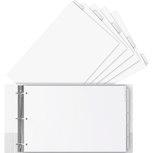 Stride EasyFit Insertable 5-Tab Index Dividers 5 x Divider(s) - 5 Tab(s)/Set - 11" Divider Width x 17" Divider Length - Ledger - 3 Hole Punched - White Divider - Clear Tab(s) - 30% Recycled - Reinforced Edges, Punched - 5 / Set (62200)