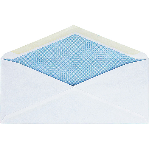 Business Source No.10 Regular Tint Security Envelopes Security - #10 - 4 1/8" Width x 9 1/2" Length - 24 lb - Gummed - White - Wove - 500 / Box (BSN42206)