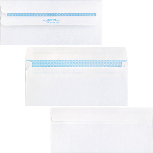 Business Source No.10 Standard Window Invoice Envelopes Single Window - 9 1/2" Width x 4 1/2" Length - 24 lb - Self-sealing - White - Poly - 500 / Box (BSN42207)
