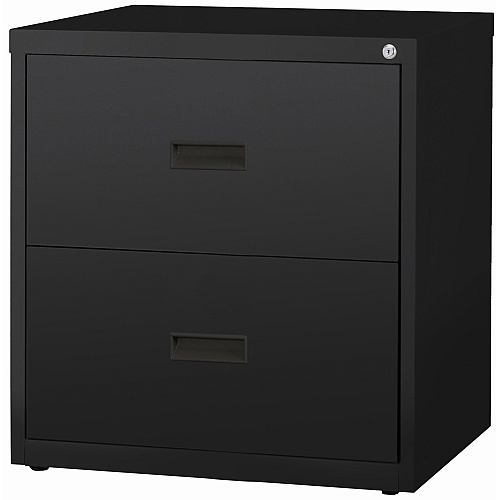 Lorell Value Lateral File - 2-Drawer 30" Width x 18.6" Depth x 28.1" Height - 2 x Drawer(s) for File - A4, Letter, Legal - Interlocking, Ball-bearing Suspension, Adjustable Glide, Locking Drawer - Black - Steel - Recycled (LLR60557)