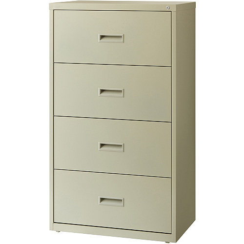 Lorell Value Lateral File - 4-Drawer 30" Width x 18.6" Depth x 52.5" Height - 4 x Drawer(s) for File - A4, Legal, Letter - Interlocking, Adjustable Glide, Ball-bearing Suspension, Label Holder - Putty - Steel - Recycled (LLR60559)