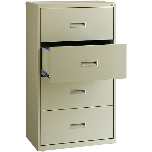 Lorell Value Lateral File - 4-Drawer 30" Width x 18.6" Depth x 52.5" Height - 4 x Drawer(s) for File - A4, Legal, Letter - Interlocking, Adjustable Glide, Ball-bearing Suspension, Label Holder - Putty - Steel - Recycled (LLR60559)