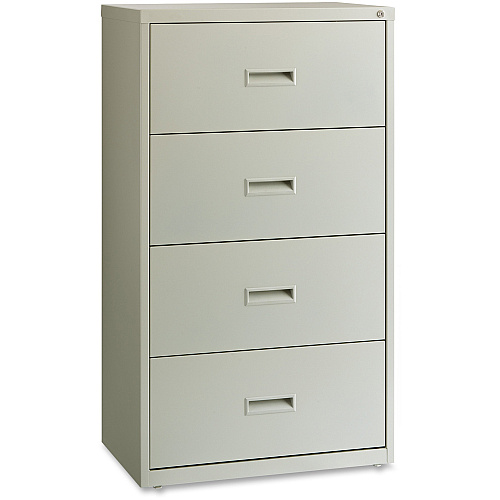 Lorell Value Lateral File - 4-Drawer 30" Width x 18.6" Depth x 52.5" Height - 4 x Drawer(s) for File - A4, Legal, Letter - Interlocking, Leveling Glide, Ball-bearing Suspension, Label Holder - Light Gray - Steel - Recycled (LLR60561)