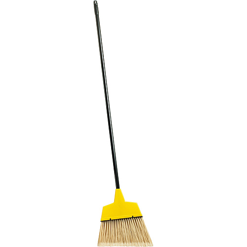 Genuine Joe Angle Broom Polyvinyl Chloride (PVC) Bristle - 47" Handle Length - 54.5" Overall Length - Steel Handle - Yellow - 1 Each (GJO09570)