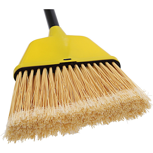 Genuine Joe Angle Broom Polyvinyl Chloride (PVC) Bristle - 47" Handle Length - 54.5" Overall Length - Plastic Handle - Yellow - 1 Each (GJO58562)