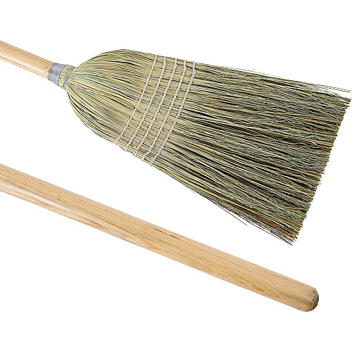 Genuine Joe Janitor Lobby Blend Broom 11" Fiber Bristle - 56" Handle Length - Wood Handle - 1 Each (GJO58563)