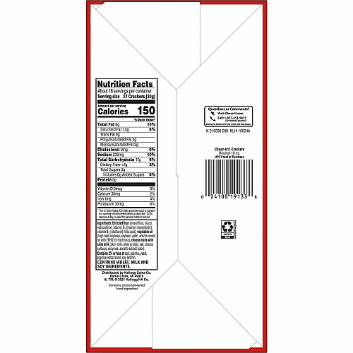 Cheez-It&reg Original Crackers Original - 1 Serving Pouch - 3 oz - 6 / Box (19133)
