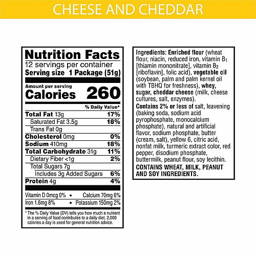 Keebler&reg Cheese Crackers with Cheddar Cheese Cheddar Cheese - 1.80 oz - 12 / Box (21147)