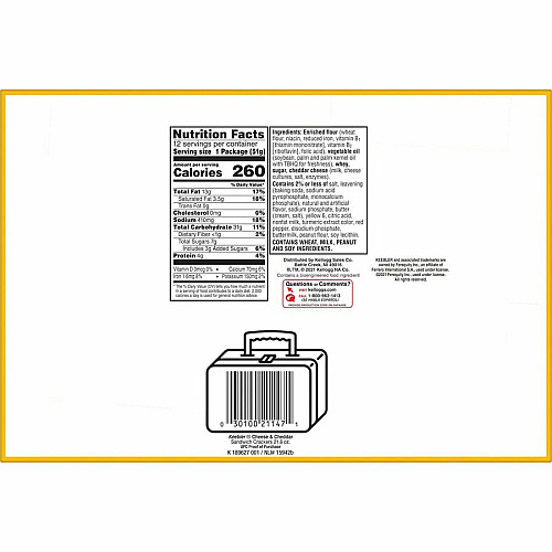 Keebler&reg Cheese Crackers with Cheddar Cheese Cheddar Cheese - 1.80 oz - 12 / Box (21147)