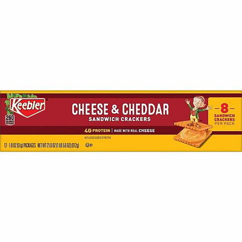 Keebler&reg Cheese Crackers with Cheddar Cheese Cheddar Cheese - 1.80 oz - 12 / Box (21147)