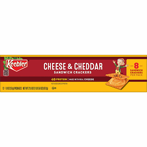 Keebler&reg Cheese Crackers with Cheddar Cheese Cheddar Cheese - 1.80 oz - 12 / Box (21147)