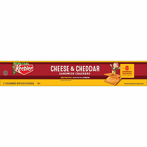 Keebler&reg Cheese Crackers with Cheddar Cheese Cheddar Cheese - 1.80 oz - 12 / Box (21147)