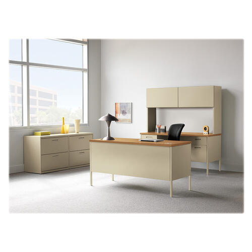 HON Metro Classic HP3276 Pedestal Desk 4 x Box, File Drawer(s) - Double Pedestal - Square Edge - Finish: Harvest, Putty - Glide, Scratch Resistant, Spill Resistant, Stain Resistant, Liquid Resistant, Sturdy, Durable - For File Storage, Workstati (P3276CL)