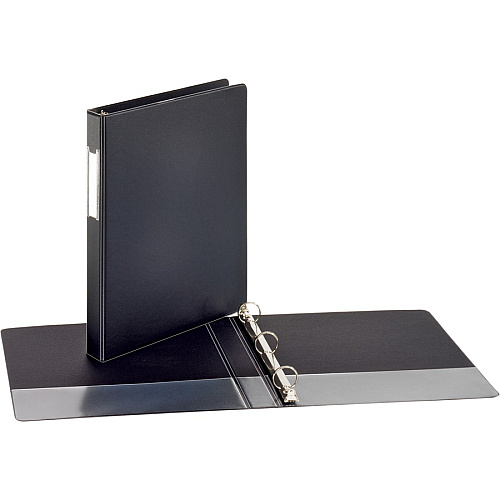 Business Source Basic Round Ring Binder w/Label Holder 1" Binder Capacity - Letter - 8 1/2" x 11" Sheet Size - 3 Ring(s) - Fastener(s): Round Ring - Vinyl - Black - Recycled - Open and Closed Triggers, Label Holder - 1 Each (BSN28559)