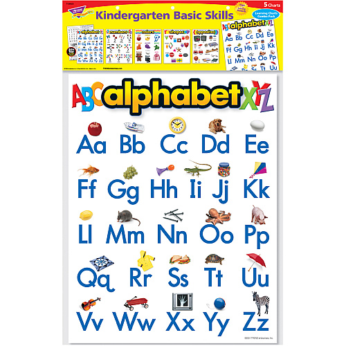 Trend Kindergarten Learning Chart Theme/Subject: Learning - Skill Learning: Shape, Number, Color, Alphabet, Opposite - 3-6 Year - 5 / Set (38920)