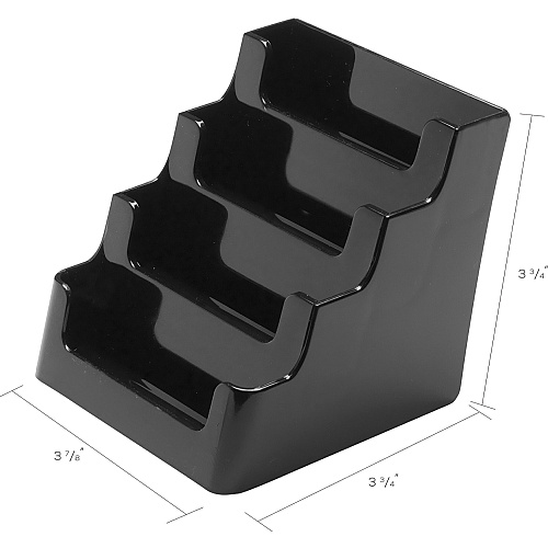 Deflecto 4 Tier Business Card Holder 3.8" Height x 3.9" Width x 3.5" Depth - Plastic - Black - Storage Compartment, Durable, Recyclable - 1 Each (90404)