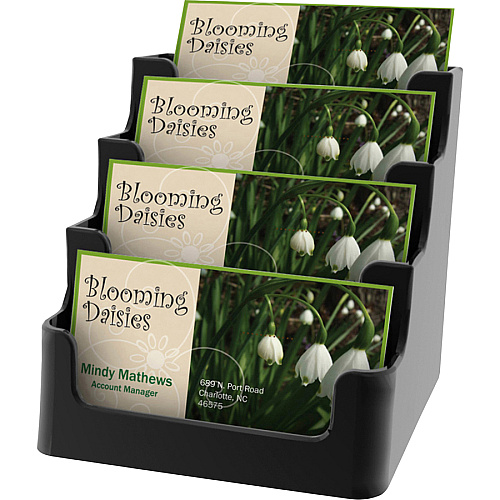 Deflecto 4 Tier Business Card Holder 3.8" Height x 3.9" Width x 3.5" Depth - Plastic - Black - Storage Compartment, Durable, Recyclable - 1 Each (90404)