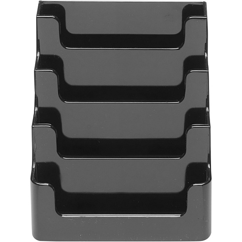Deflecto 4 Tier Business Card Holder 3.8" Height x 3.9" Width x 3.5" Depth - Plastic - Black - Storage Compartment, Durable, Recyclable - 1 Each (90404)