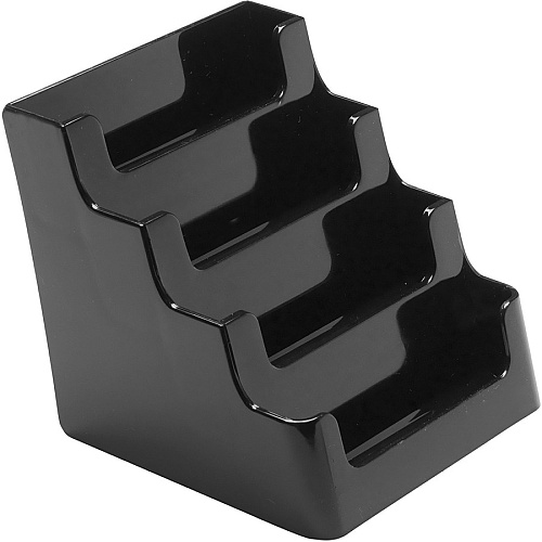 Deflecto 4 Tier Business Card Holder 3.8" Height x 3.9" Width x 3.5" Depth - Plastic - Black - Storage Compartment, Durable, Recyclable - 1 Each (90404)