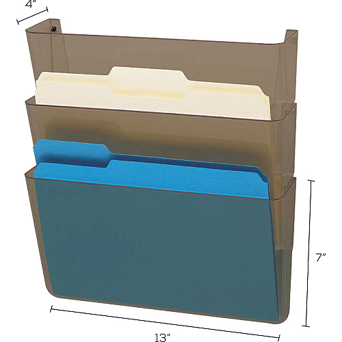 Deflecto EZ Link Unbreakable DocuPocket 7" Height x 13" Width x 4" Depth - Unbreakable - Smoke - Plastic - 3 / Pack (83602)