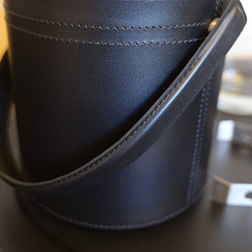 Dacasso Classic Leather Ice Bucket Black - Leather, Stainless Steel Body - Stainless Steel Lid - 1 Each (A1060)