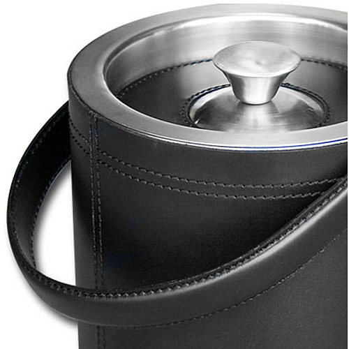 Dacasso Classic Leather Ice Bucket Black - Leather, Stainless Steel Body - Stainless Steel Lid - 1 Each (A1060)