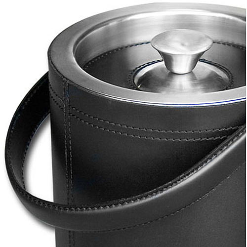Dacasso Classic Leather Ice Bucket Black - Leather, Stainless Steel Body - Stainless Steel Lid - 1 Each (A1060)