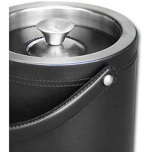 Dacasso Classic Leather Ice Bucket Black - Leather, Stainless Steel Body - Stainless Steel Lid - 1 Each (A1060)
