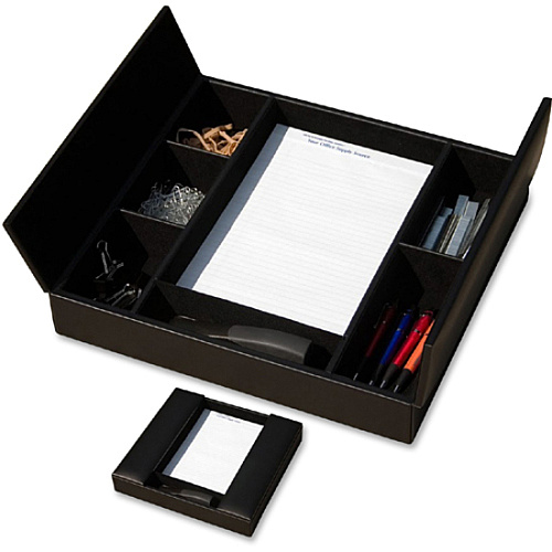 Dacasso Classic Leather Enhanced Conference Room Organizer 6 Compartment(s) - Desktop - Black - Leather - 1 Each (A1090)
