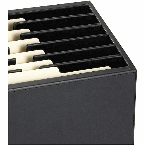Dacasso Classic Leather Vertical Letter Sorter 6 Compartment(s) - Black - Top Grain Leather, Velveteen - 1 Each (A1097)