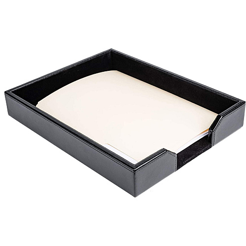 Dacasso Bonded Leather Letter Tray 2" Height x 10.25" Width x 13.50" Length - Desktop - Black - Leather - 1 Each (A1401)