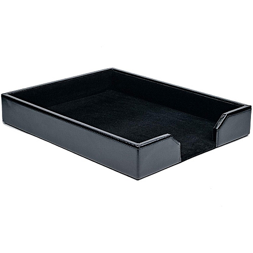 Dacasso Bonded Leather Letter Tray 2" Height x 10.25" Width x 13.50" Length - Desktop - Black - Leather - 1 Each (A1401)