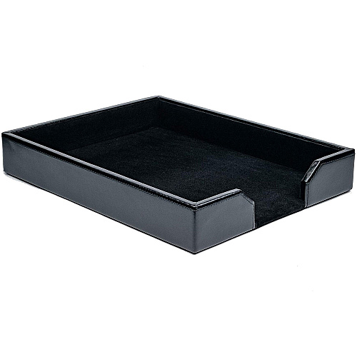 Dacasso Bonded Leather Letter Tray 2" Height x 10.25" Width x 13.50" Length - Desktop - Black - Leather - 1 Each (A1401)