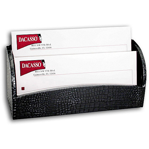 Dacasso Crocodile Embossed Leather Letter Holder Horizontal - Leather - Black - 1 Each (A2208)