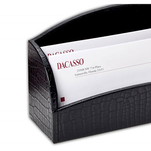 Dacasso Crocodile Embossed Leather Letter Holder Horizontal - Leather - Black - 1 Each (A2208)